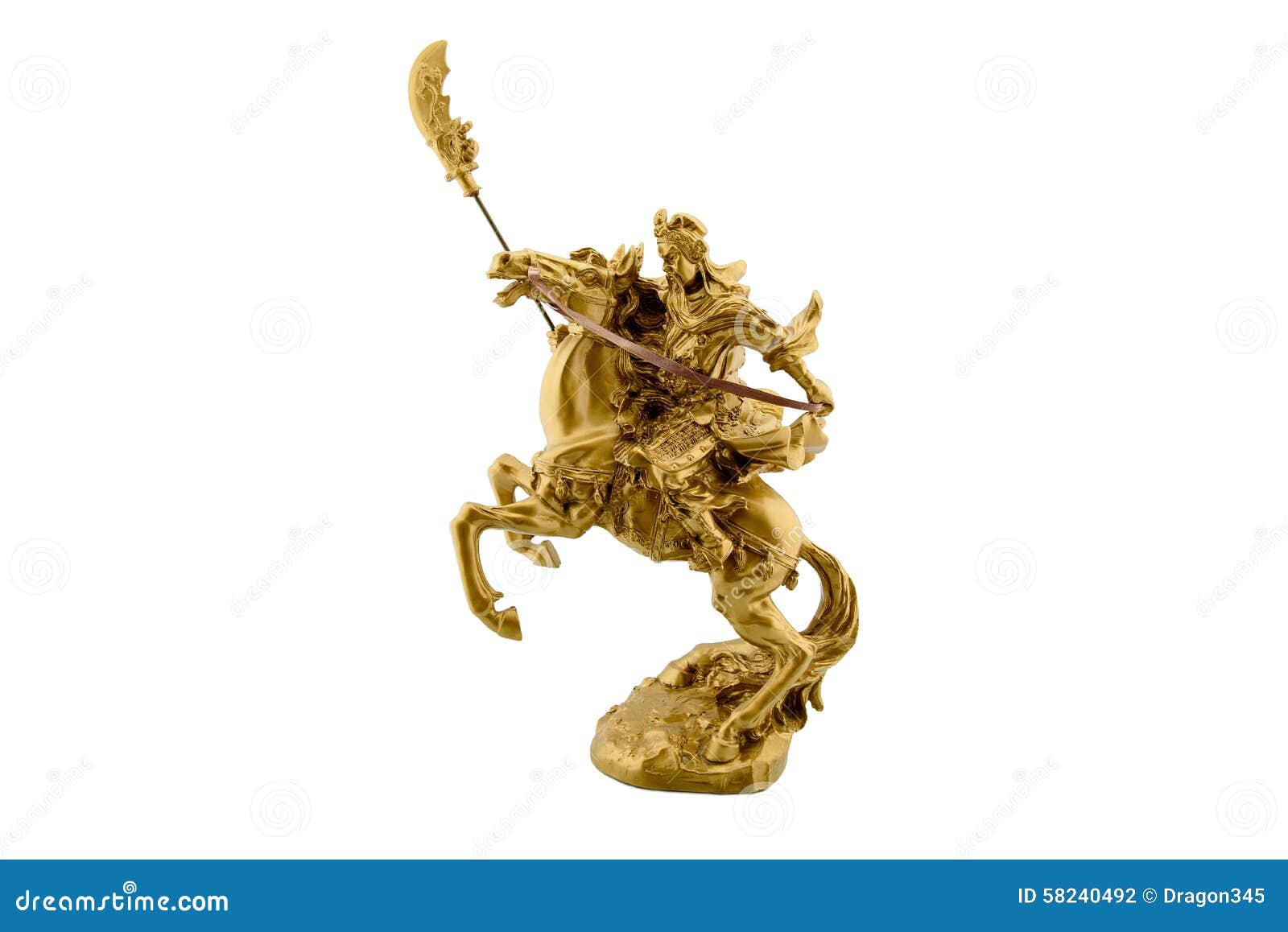 66MM Chinese Bronze Ride horse GuanYu Guan GongYu Warrior God Hold Sword Statue