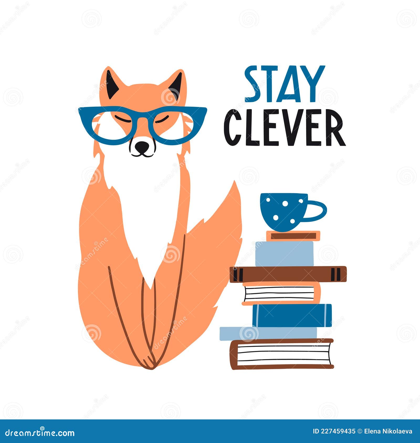 Stay Clever. Cute Hand Drawn Fox in Glasses with Books Stock Vector - Illustration of lettering, cartoon: 227459435 Stay Clever. Cute Hand Drawn Fox in Glasses with Books Stock Vector - Illustration of lettering, cartoon: 227459435