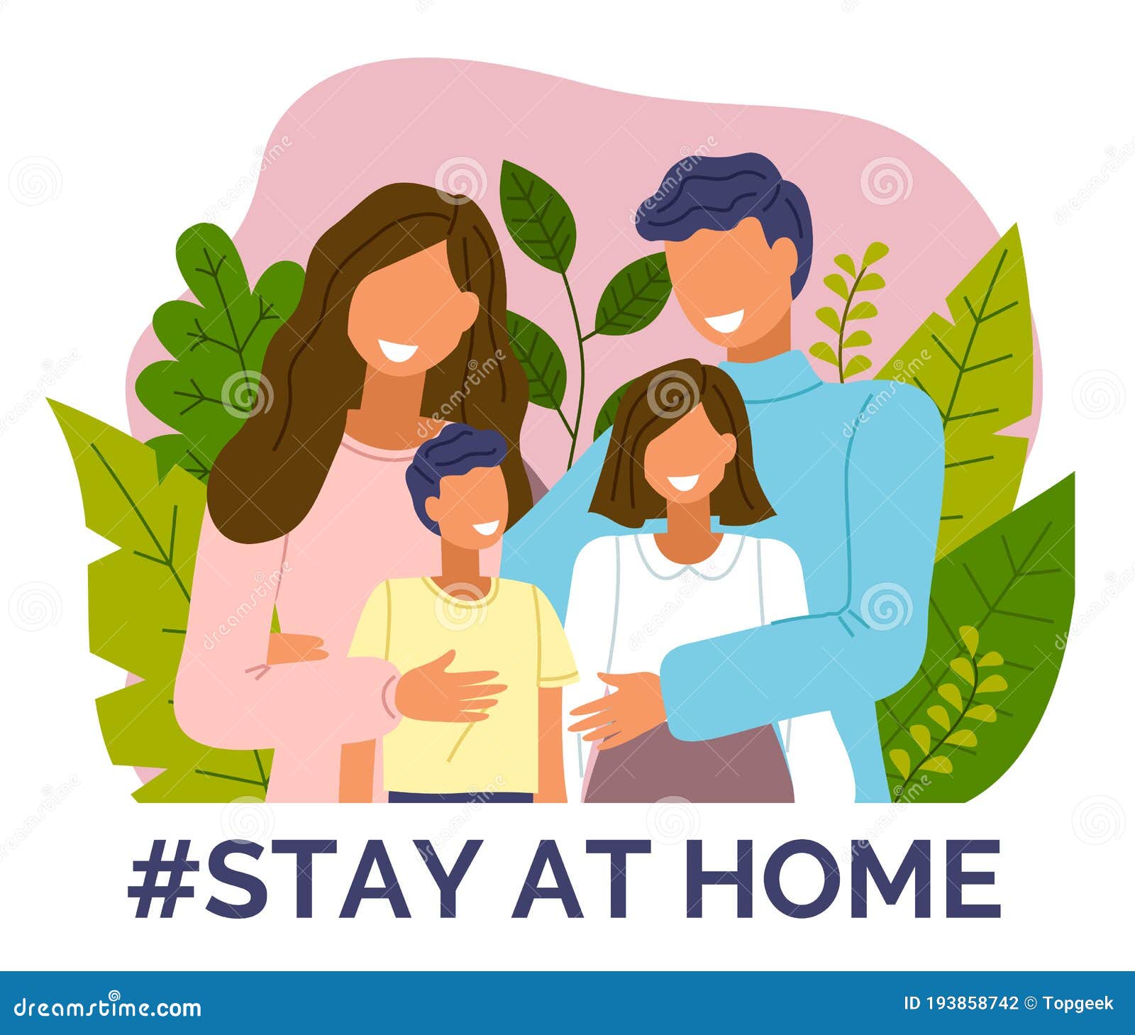 Poster With Stay At Home Concept, Happy Family Keep Rules Of Quarantine,  Self-Isolation, Stop Virus Stock Vector - Illustration Of Outbreak,  Concept: 193858742