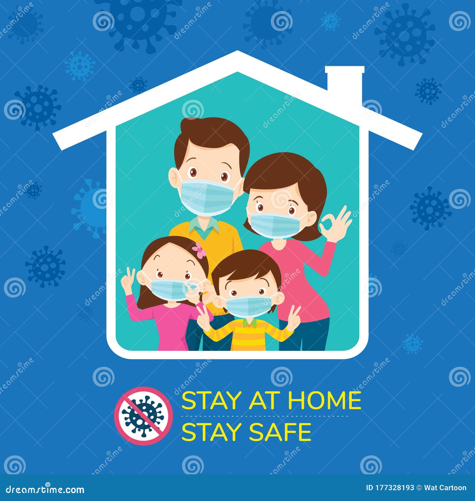 Stay At Home Stay Safe,Corona Virus ,Covid-19 Campaign To Stay At Home  Stock Vector - Illustration Of Care, Dust: 177328193