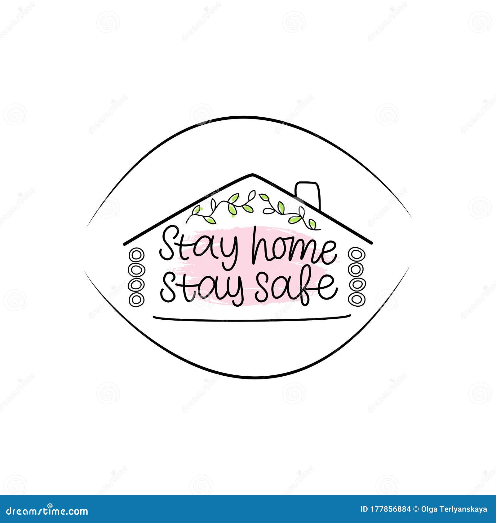stay home stay safe-inspirational text, motivation. hand drawn  lettering. minimalist style. perfect for card, icon, logo,