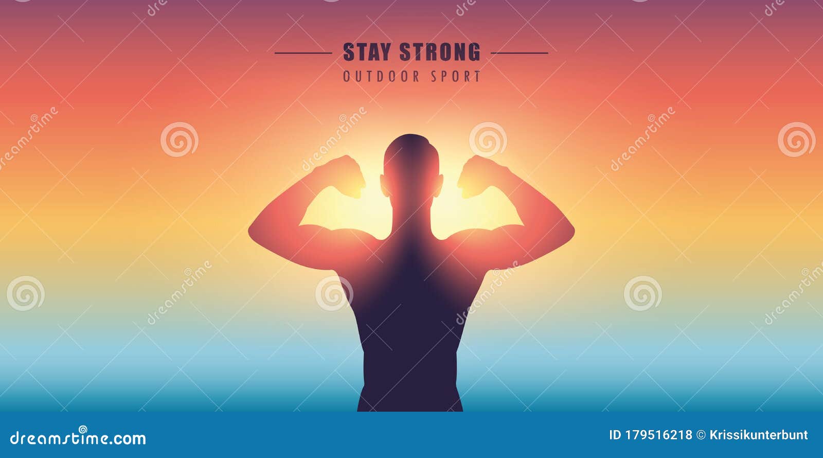 Stay Strong Outdoor Sport Muscular Man Silhouette Stock Vector ...