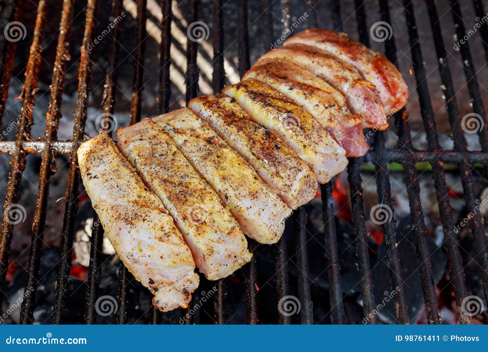 Grilled Pork Steaks on the Grill Stock Image Image of chicken, lunch