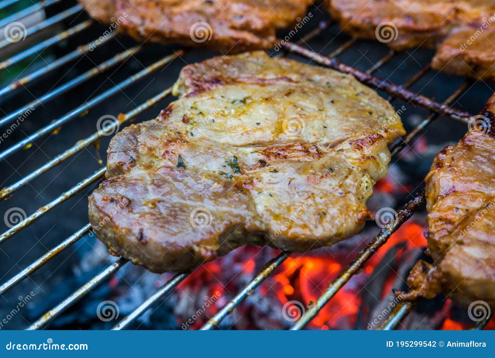 Steak on the Charcoal Grill Stock Photo Image of bonein, garden