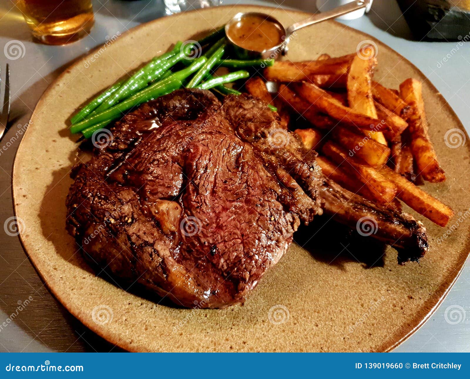 Steak Fries and Vegetables Chips Stock Photo Image of sauce, rump