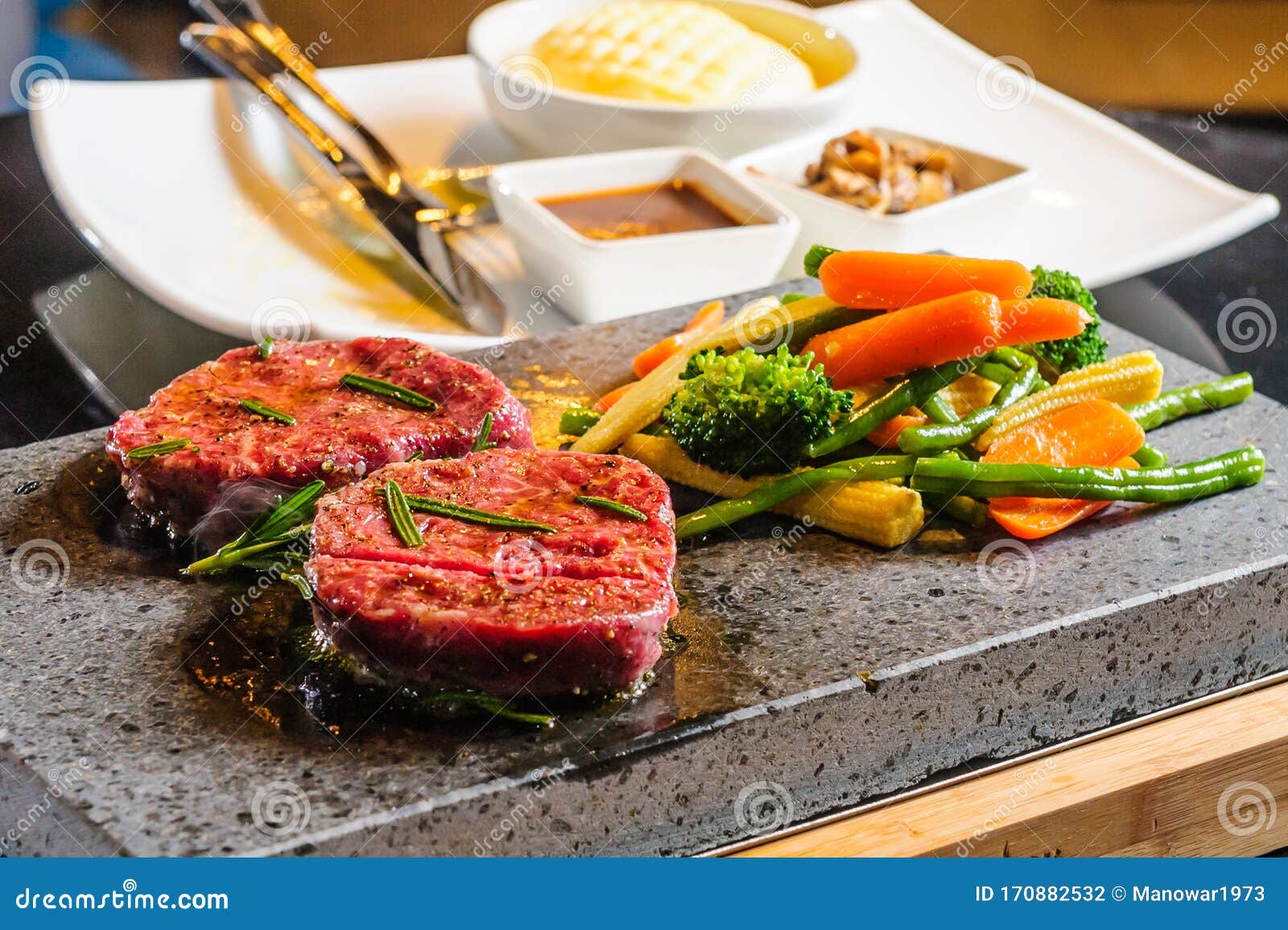 Steak cooked on lavastone stock photo. Image of pepper 170882532