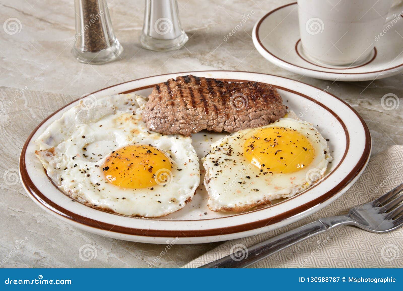 Steak and egg breakfast stock image. Image of delicious - 130588787