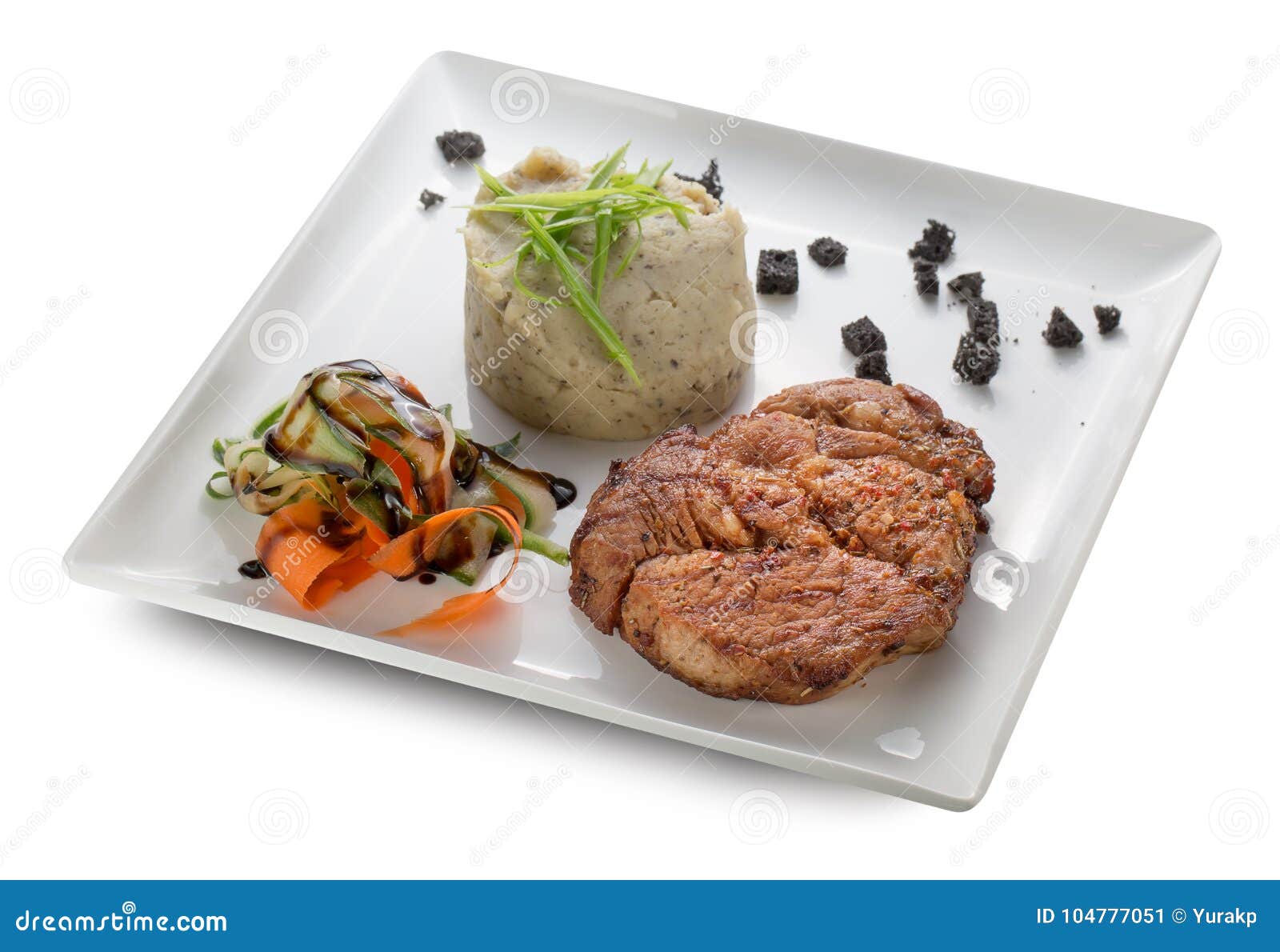 Steak with Garnish on a Plate Stock Image Image of gourmet, lunch