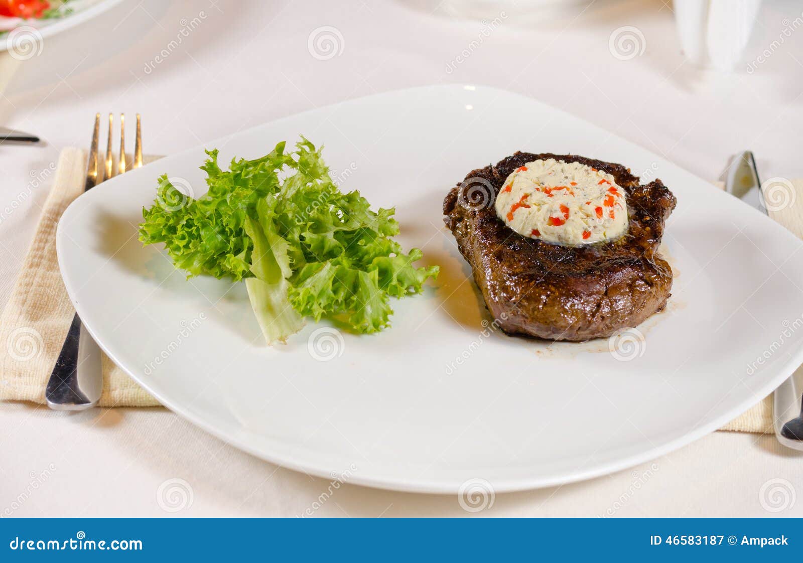 Steak with Herbed Butter and Garnish Stock Image Image of cooking