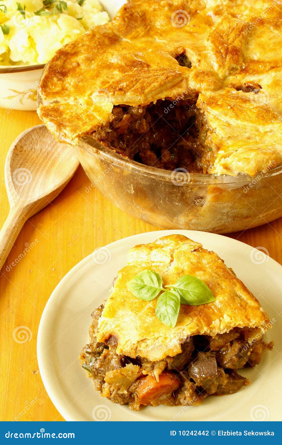 Steak and kidney pie stock photo. Image of spoon, casserole - 10242442