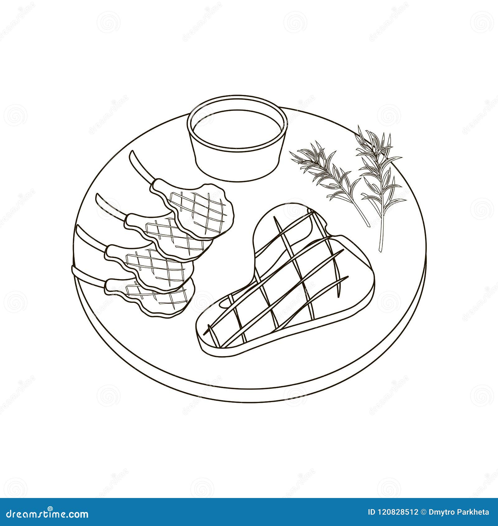 Download Steak meat coloring pages stock vector. Illustration of cartoon - 120828512