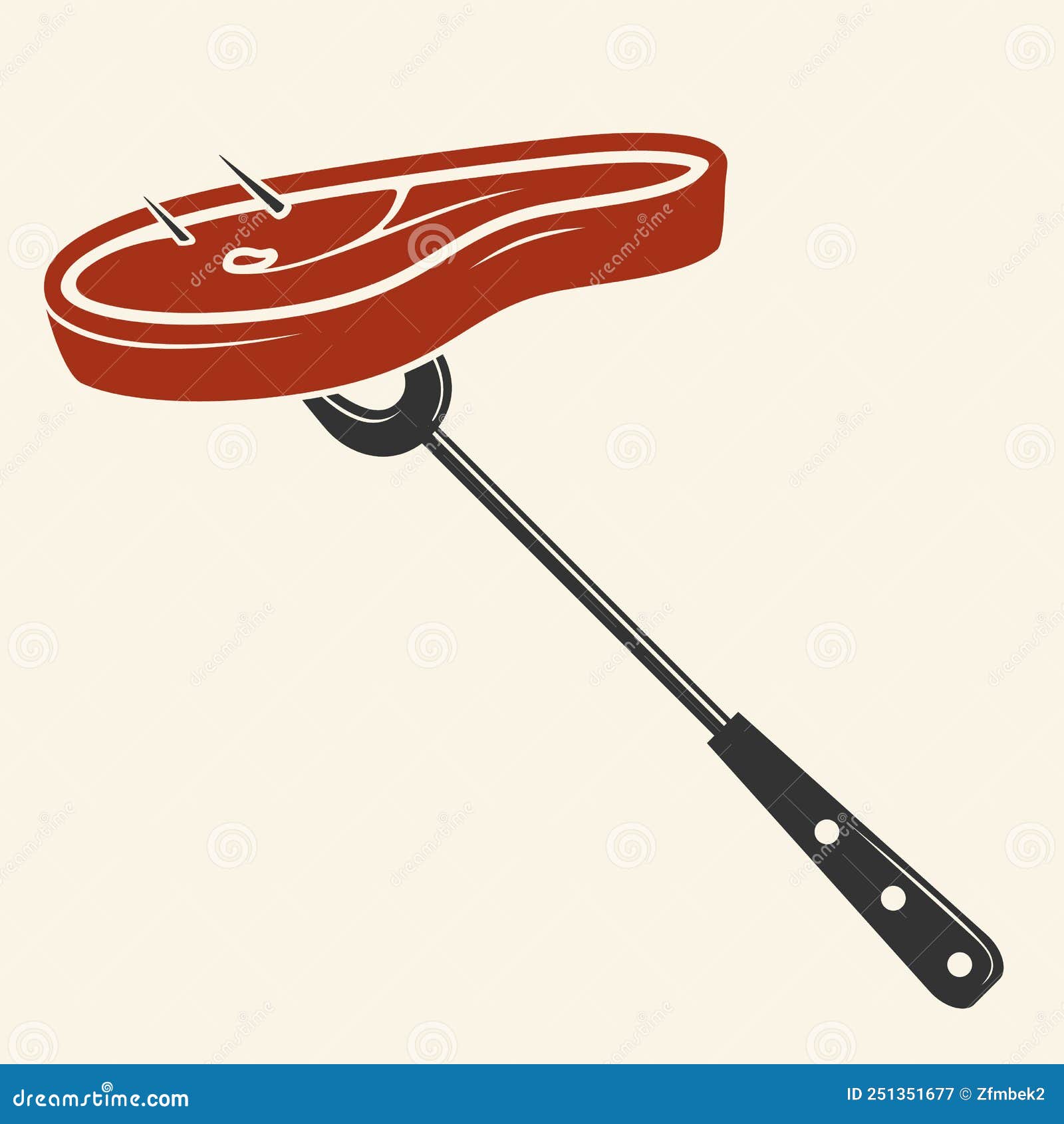 Steak on Meat Fork Isolated on White Background Stock Vector