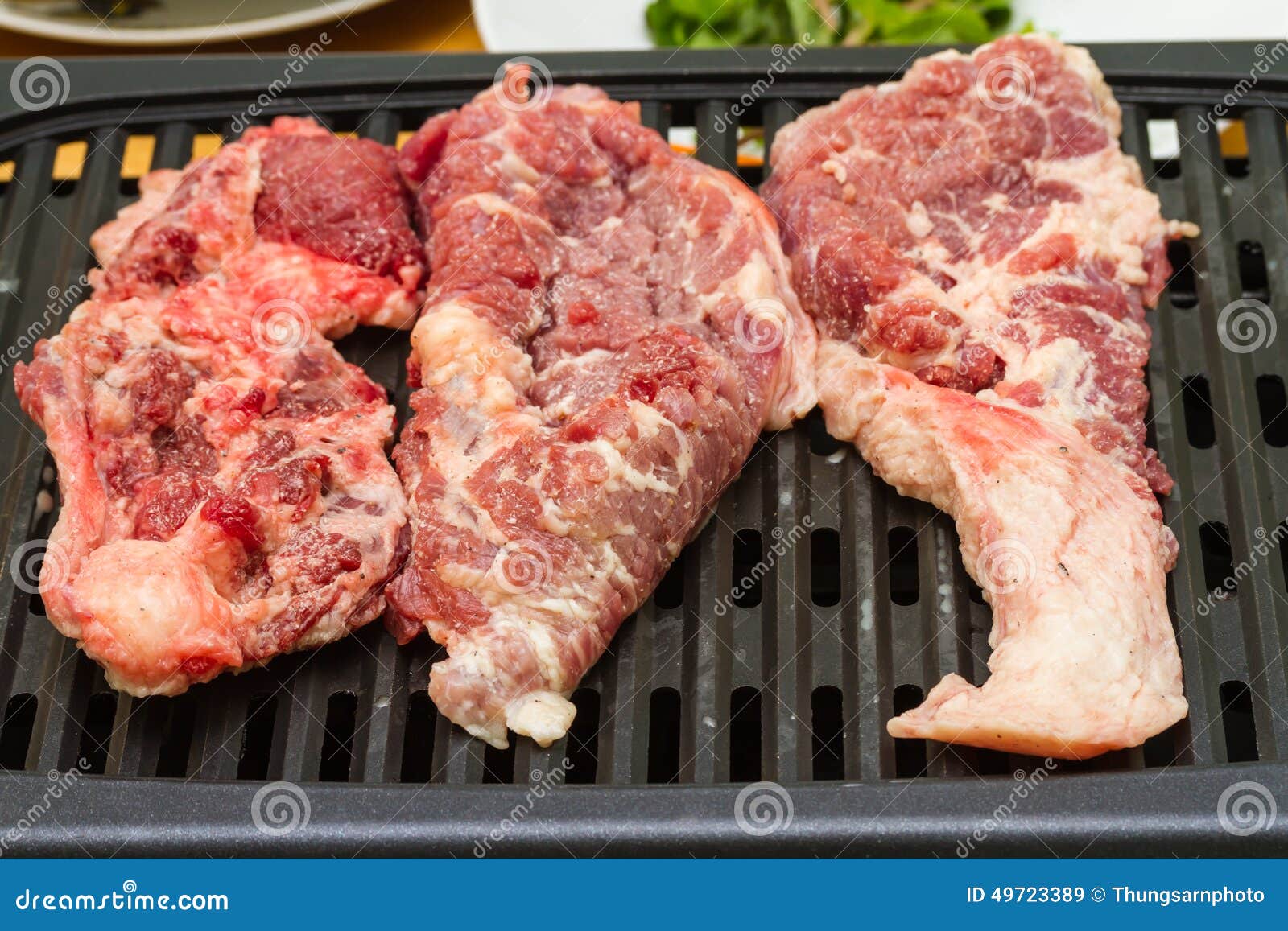 Steak Meat Grilling on Electric Barbecue Grill Stock Image Image of