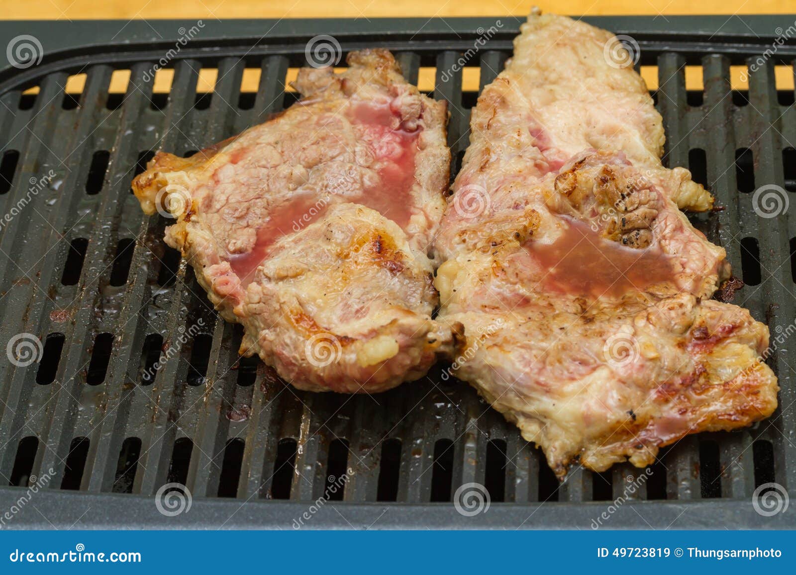 Steak Meat Grilling on Electric Barbecue Grill Stock Image Image of beef, meal 49723819