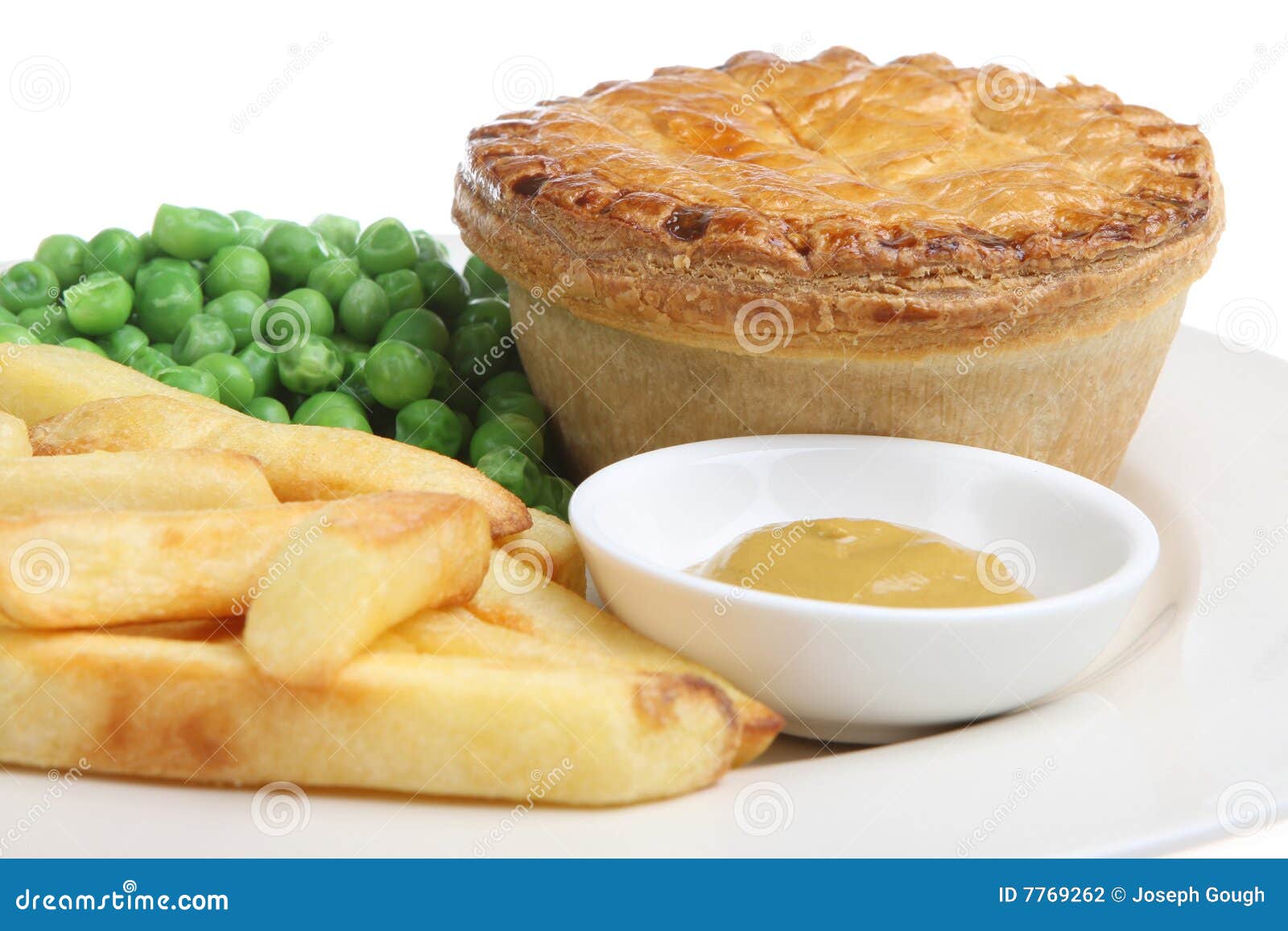 Steak Pie & Chips stock photo. Image of mustard, closeup 7769262