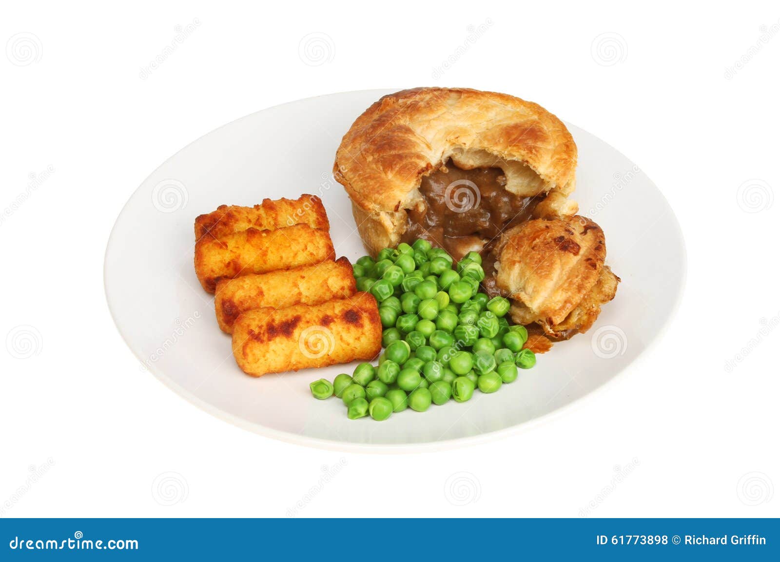 Steak Pie With Potatoes And Peas Stock Photo - Image of ...