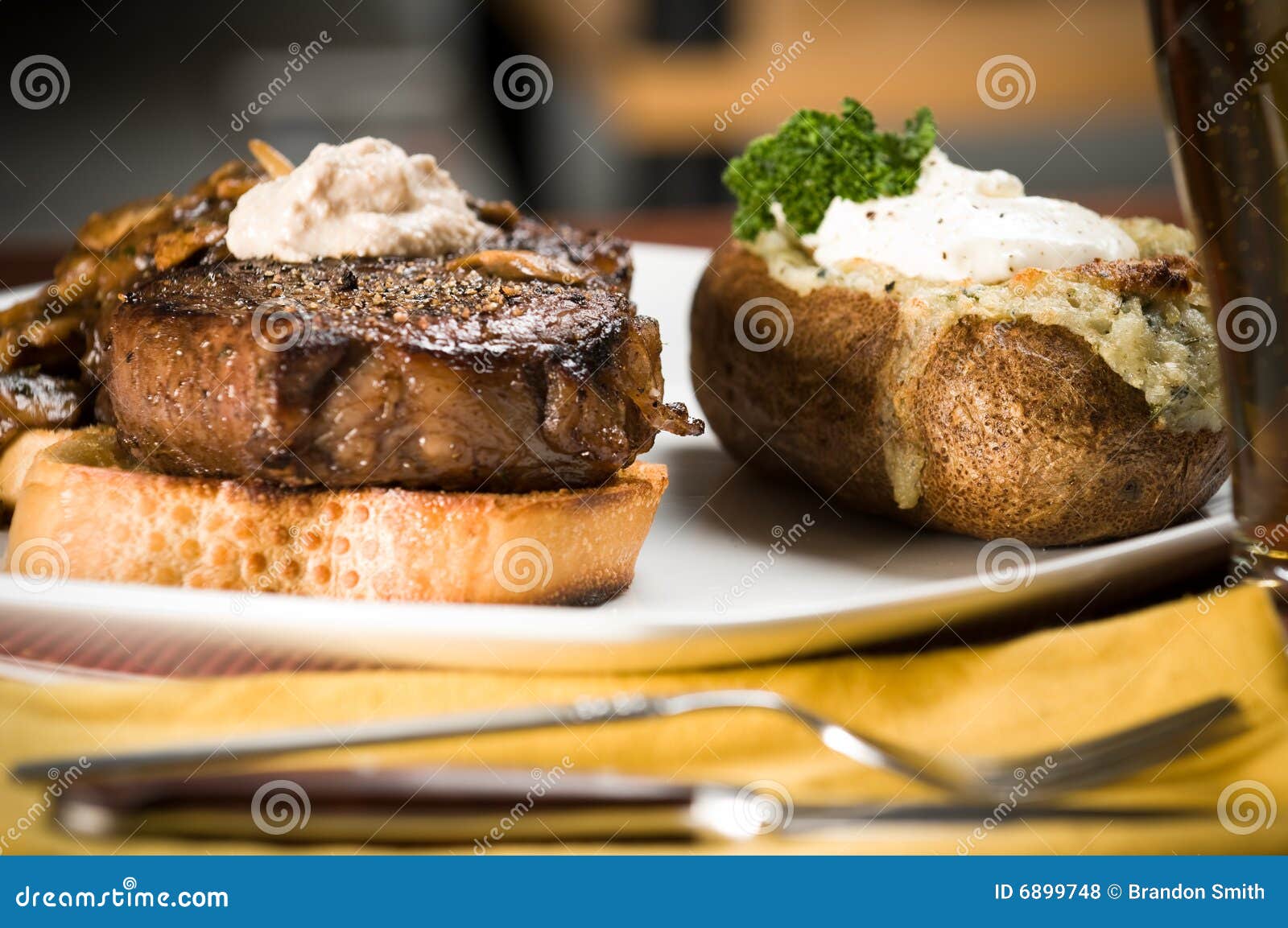 Steak and Potato Dinner stock photo. Image of luxury, gourmet - 6899748