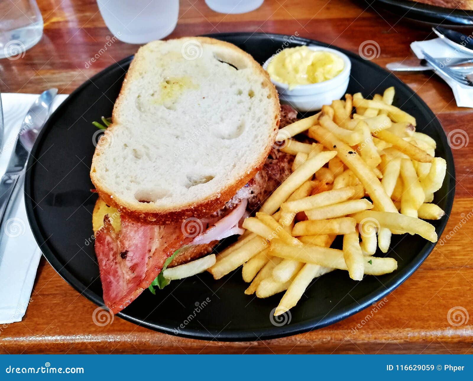 Steak Sandwich stock image. Image of steak, chips, sauce 116629059