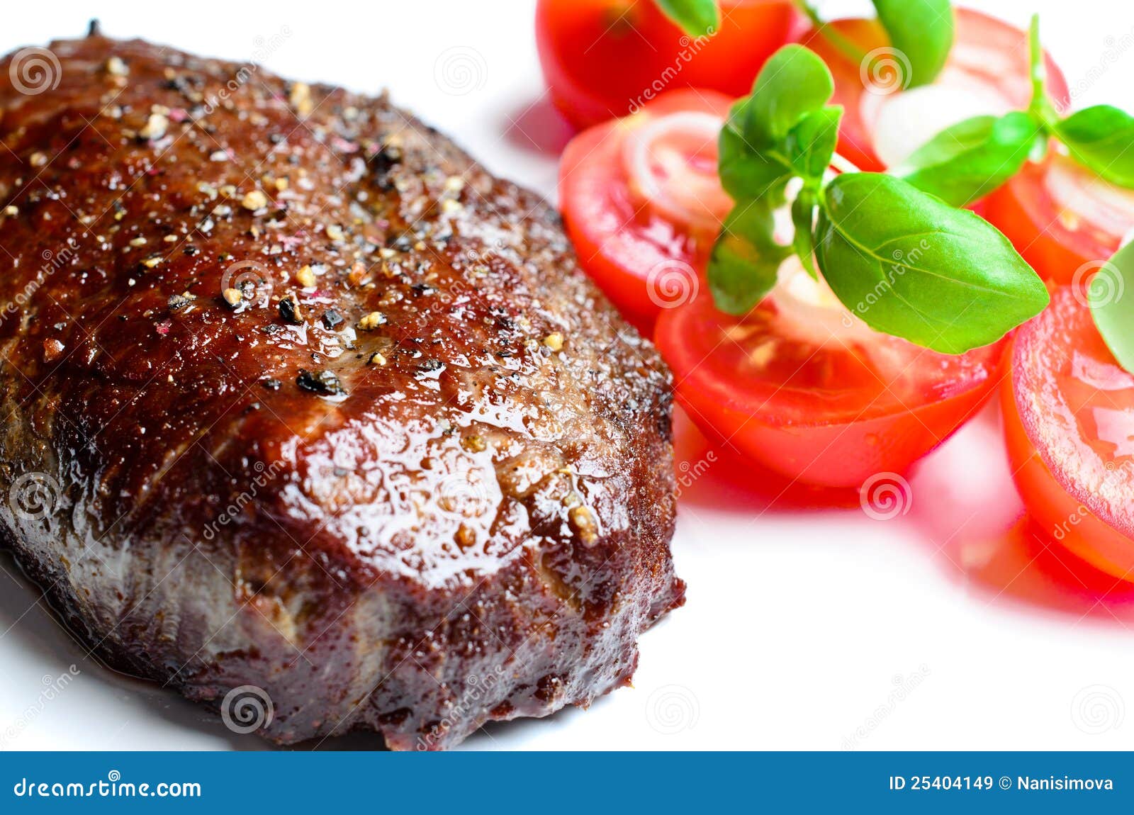 Steak with tomatoes stock image. Image of food, dinner 25404149