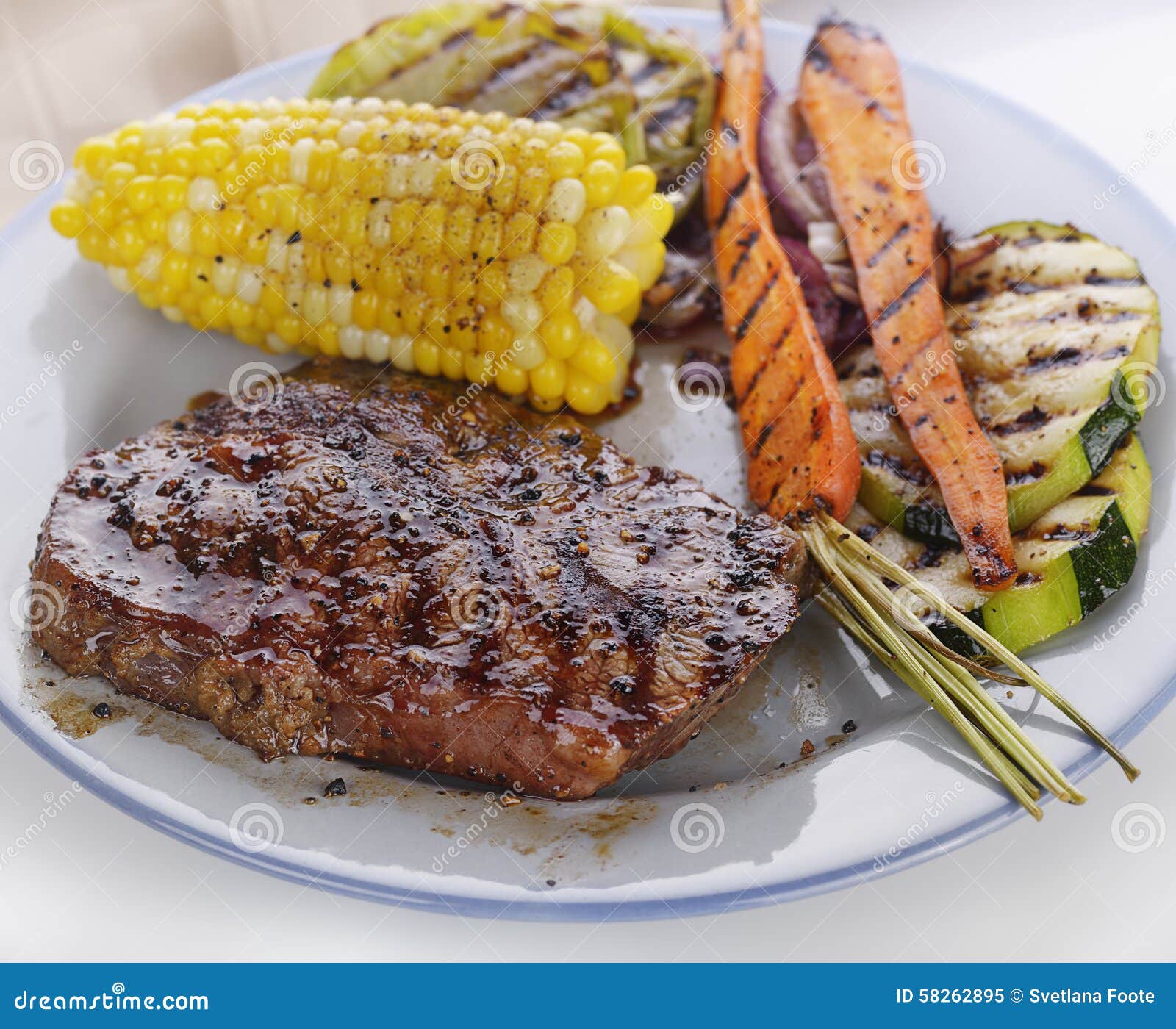 Steak and Vegetables stock image. Image of cooked, vegetable 58262895