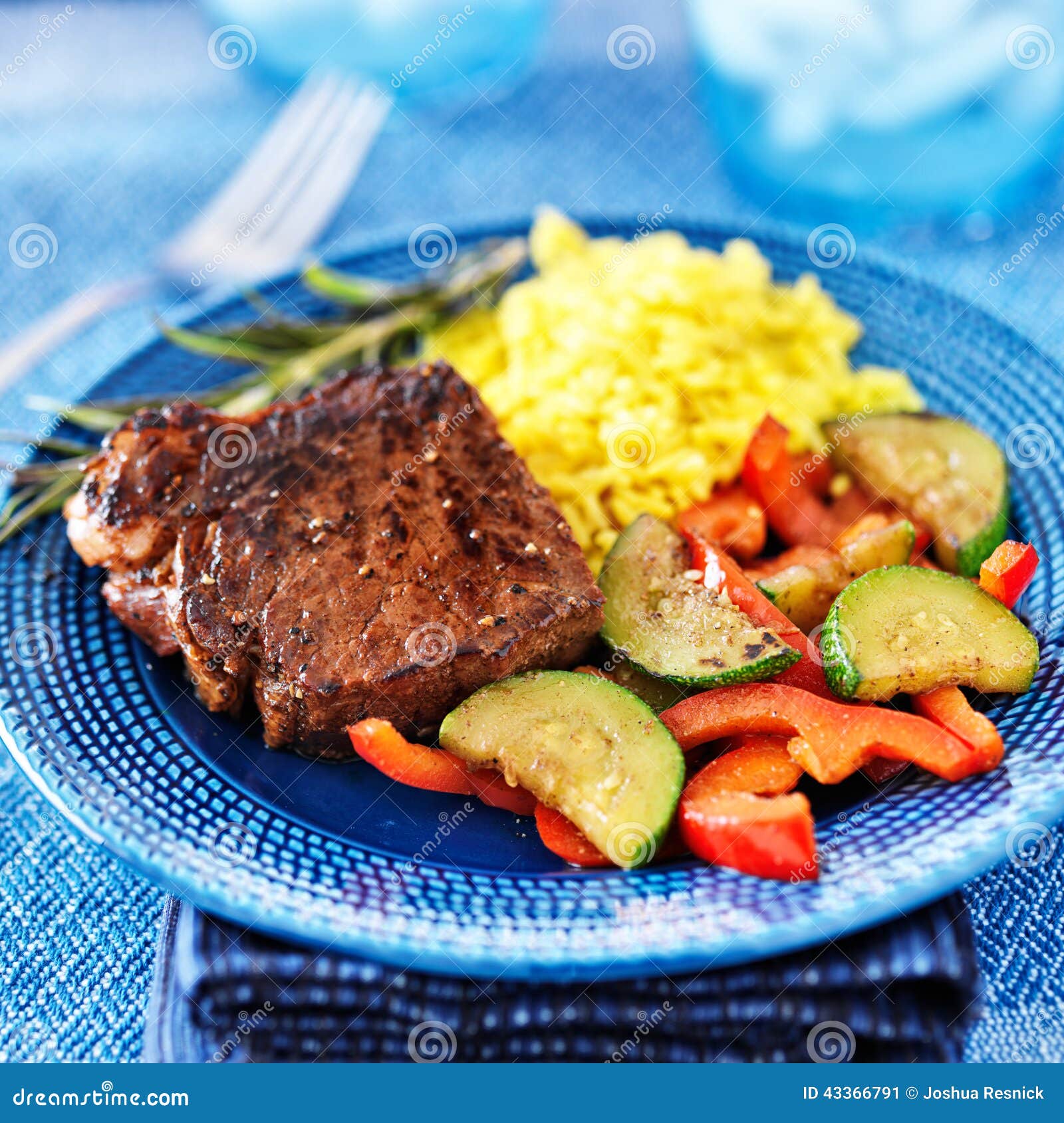 Steak With Vegetables And Rice Dinner Stock Photo - Image: 43366791