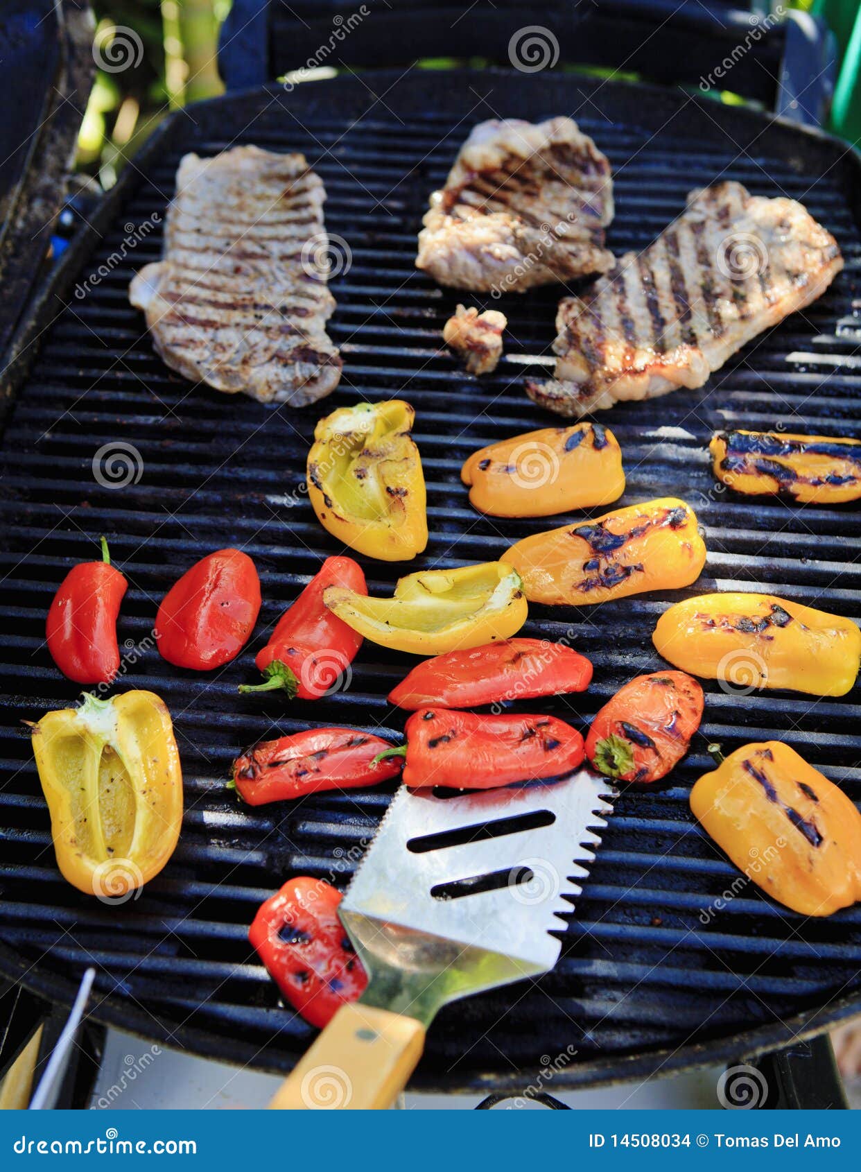 Steaks and Peppers on the Barbecue Stock Photo Image of food, grill