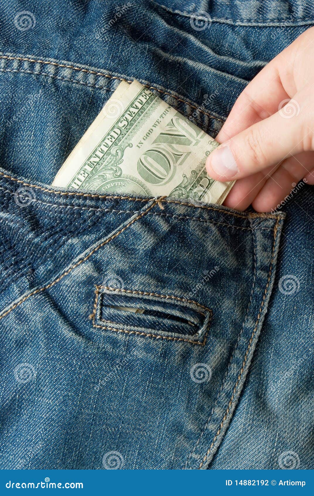 Stealing Money from Jeans Pocket Stock Photo Image of jeans, paper