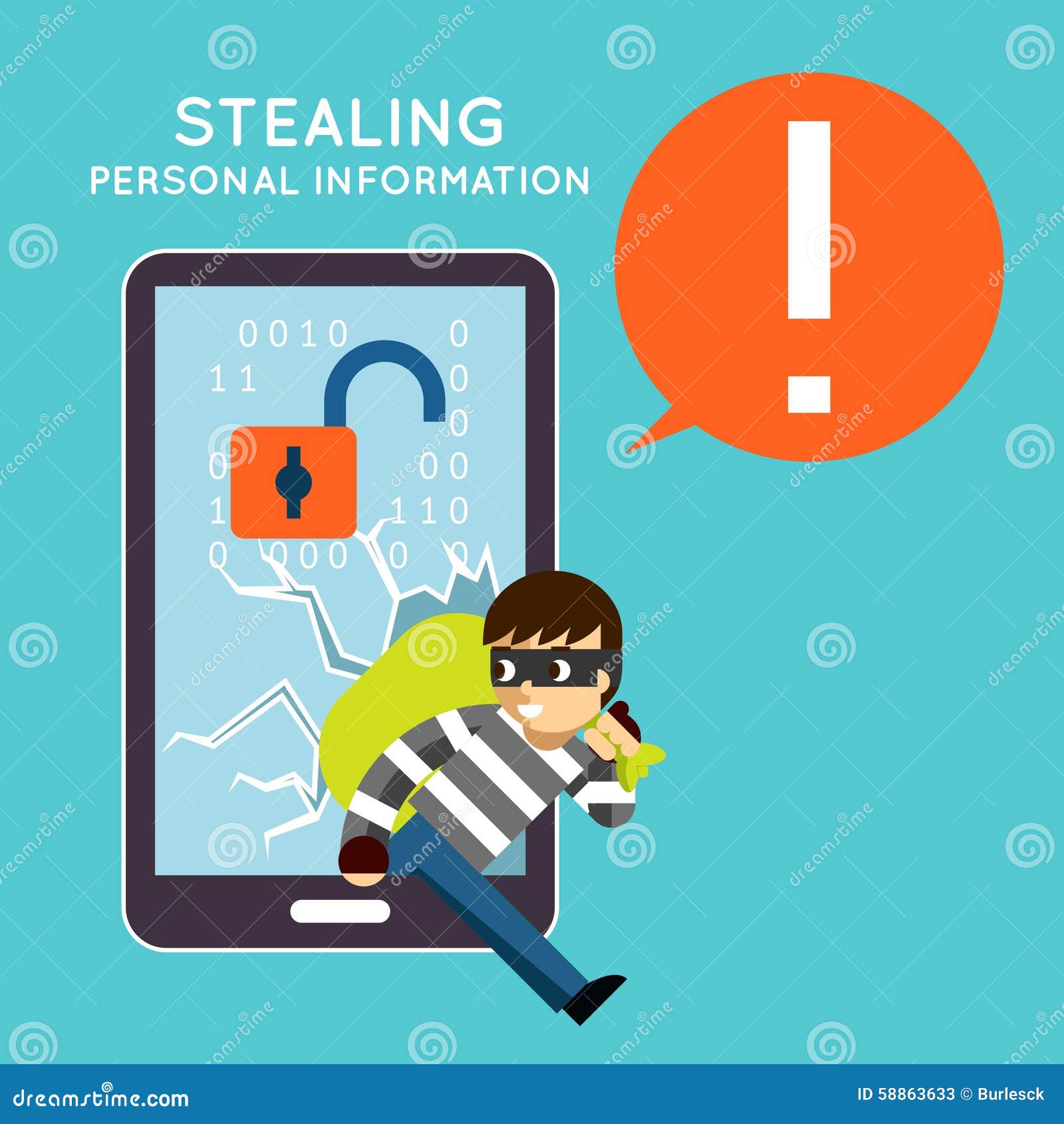 Stealing Personal Information From Your Mobile Stock Vector - Image