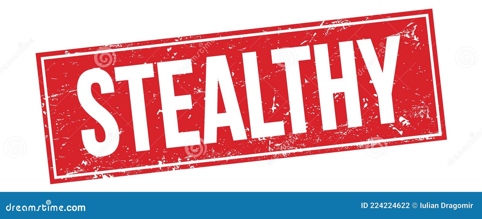 STEALTHY Text on Red Grungy Rectangle Stamp Stock Illustration