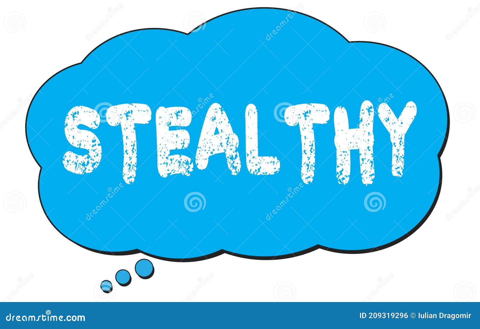 STEALTHY Text Written on a Blue Thought Bubble Stock Illustration