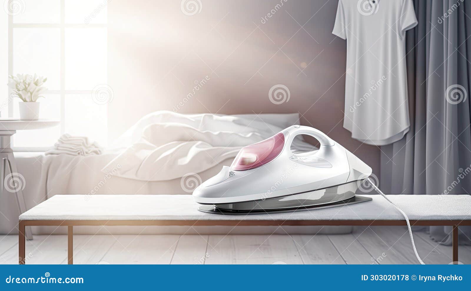 Steam Electric Iron on Board in Laundry Room Stock Photo Image of