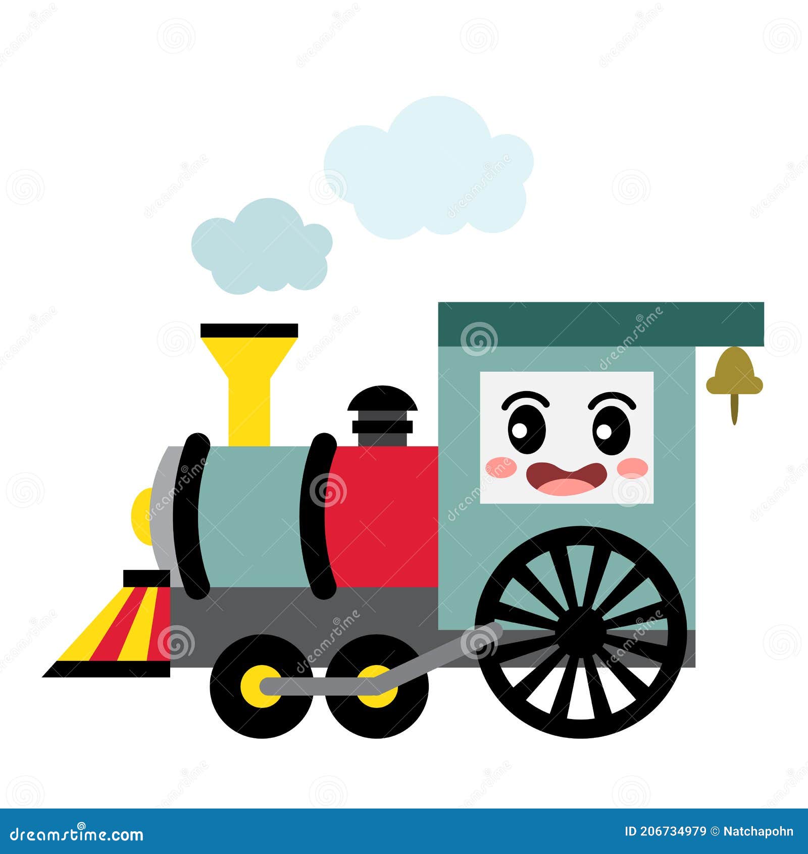 Steam Engine Transportation Cartoon Character Side View Vector Illustration  Stock Vector - Illustration of cloud, transportation: 206734979