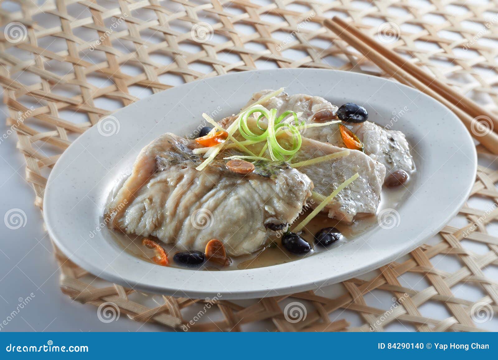 Steam Fish with Black Bean stock photo. Image of black 84290140