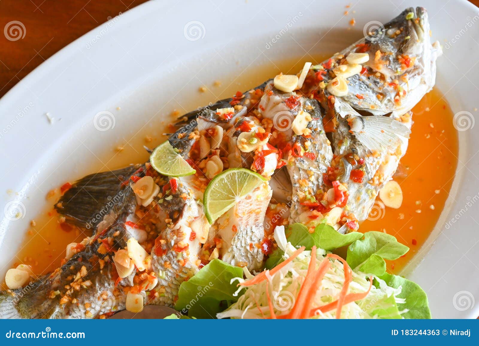 steamed fish with lime - thai food