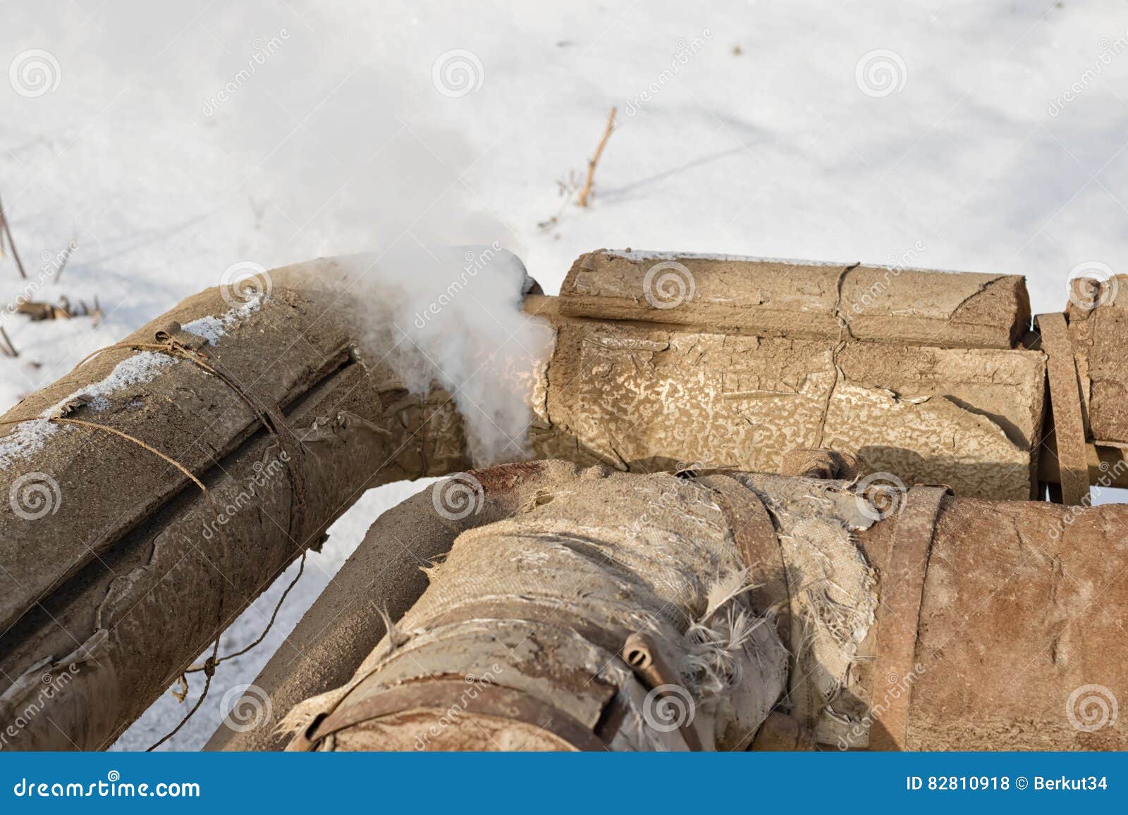 Steam Leak through a Crack in Exhaust Pipe Heating Stock Photo Image
