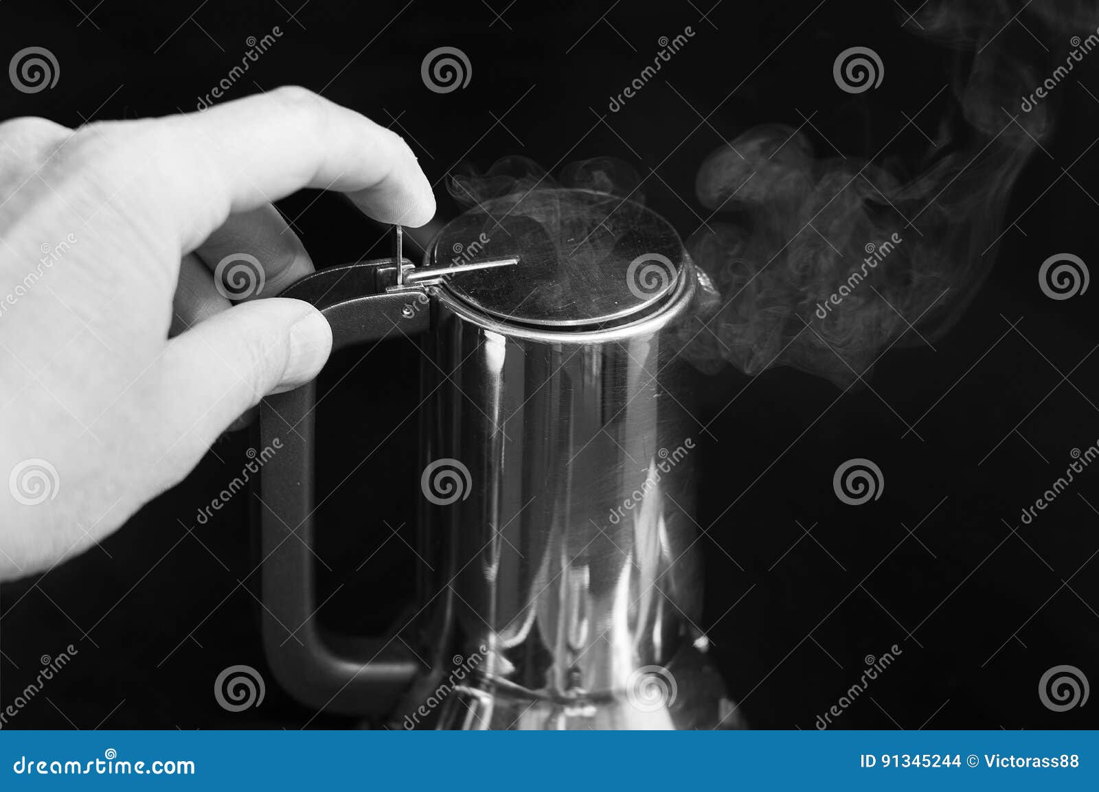 Steam Out of Coffee Maker stock photo. Image of handle 91345244