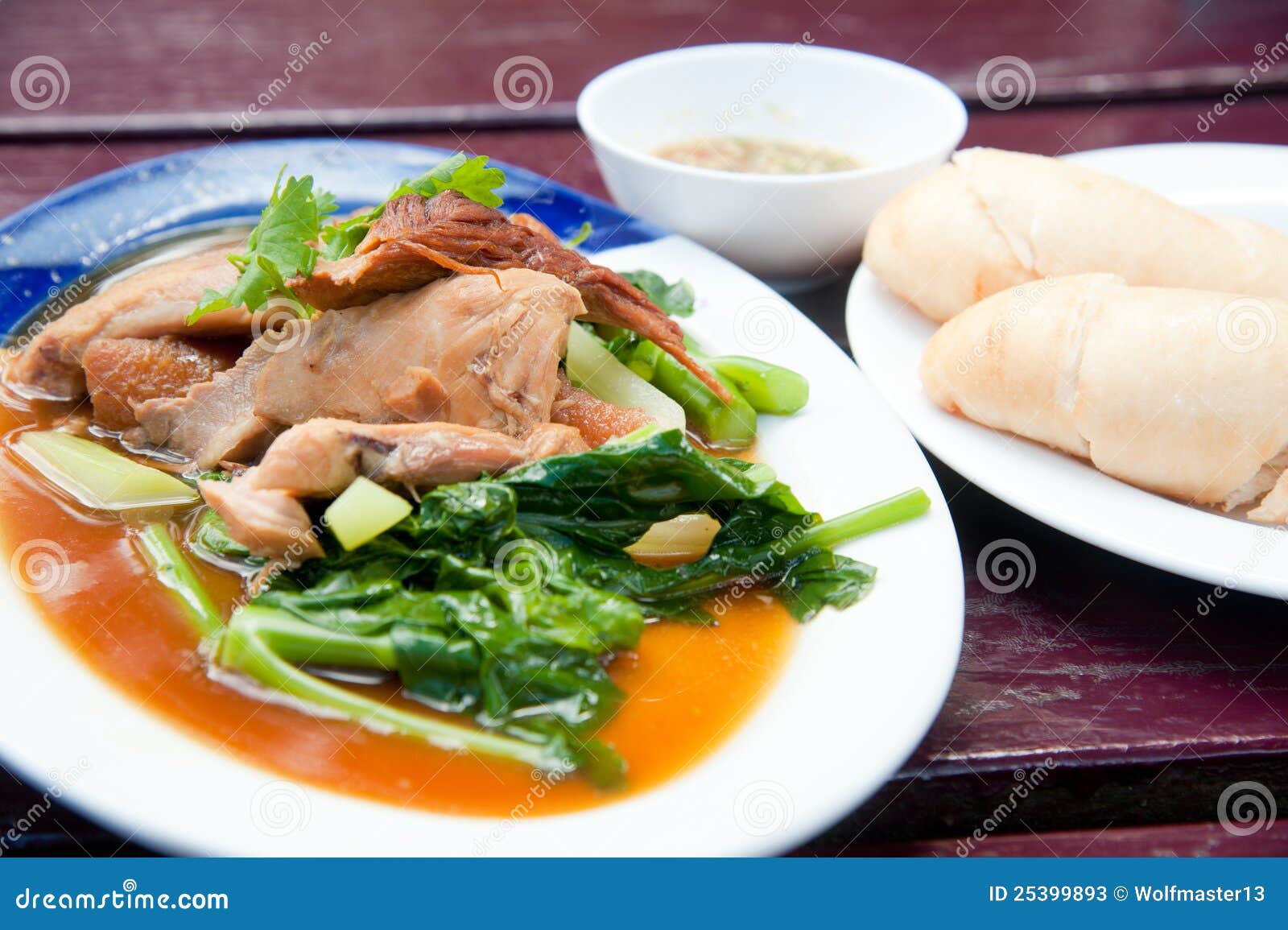 Steam Pork Leg with Gravy and Vegetable Stock Image Image of pork