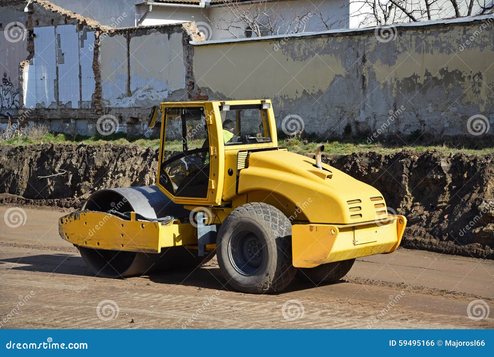 Steam Roller at the Road Construction Stock Photo Image of hydraulic