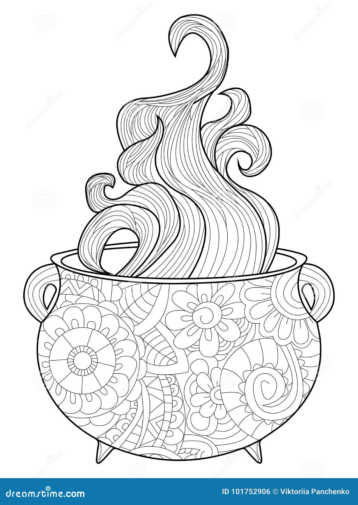 Download With Steam Witches Cauldron Coloring Book Raster For Adults Stock Illustration Illustration Of Boiler Bubbling 101752906