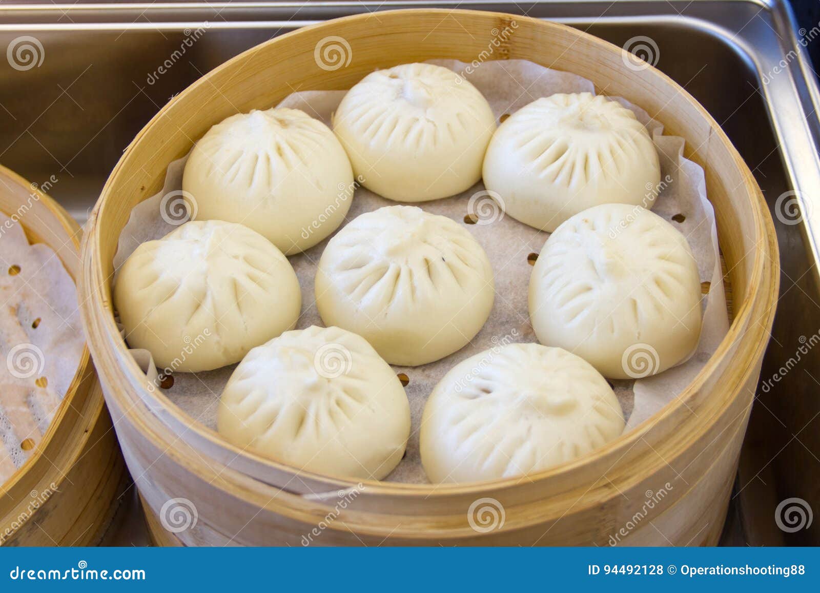 Steamed bun in steamer stock photo. Image of bamboo, dumpling 94492128