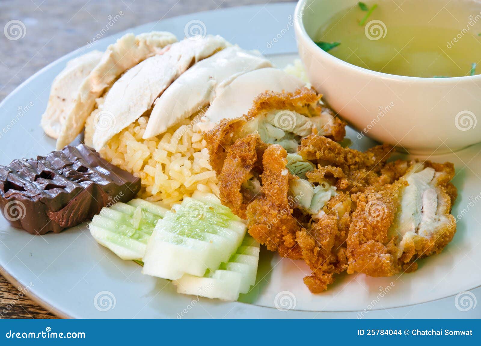 Steamed chicken with rice. stock photo. Image of baked 25784044