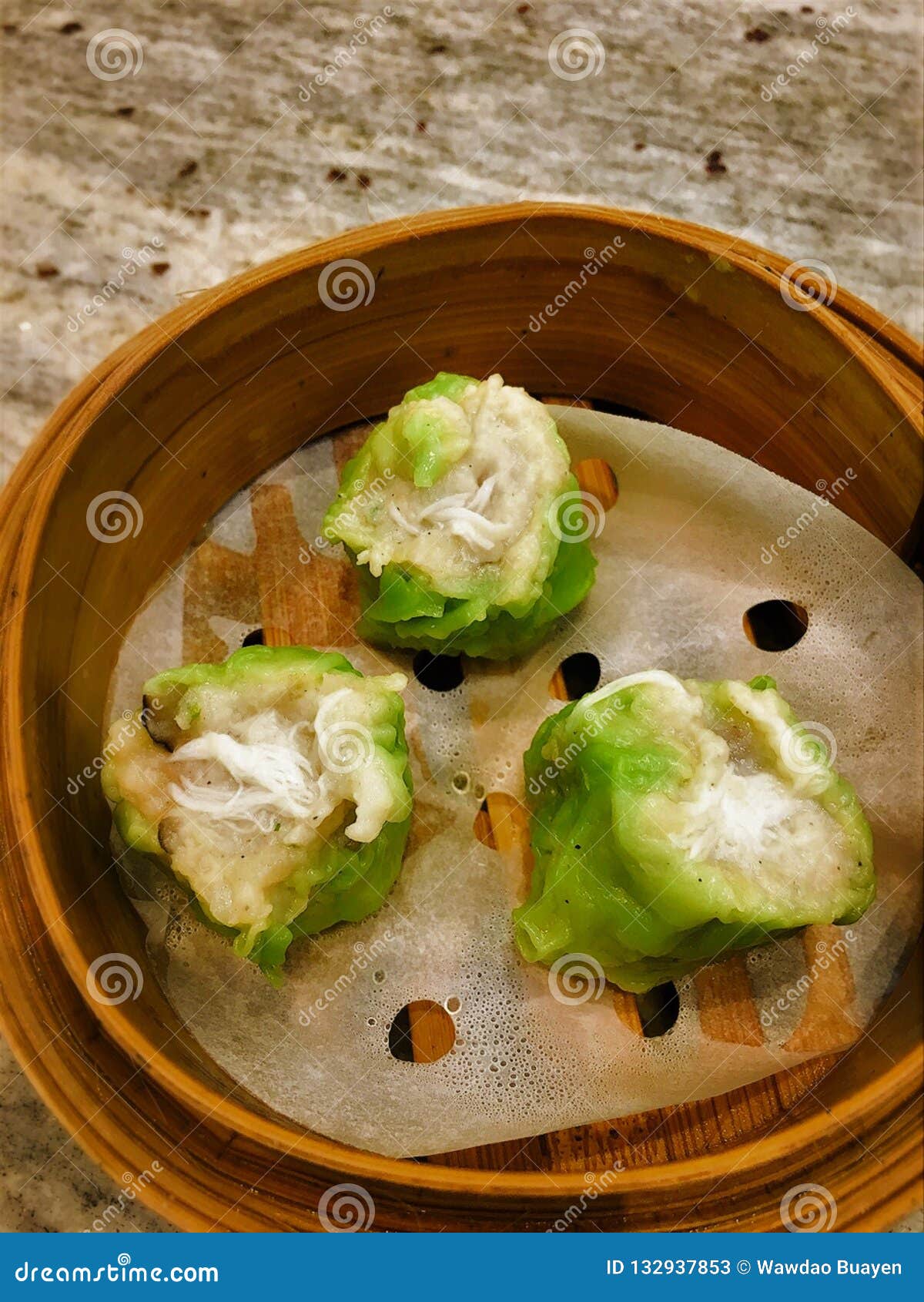 Steamed Crab Meat Dumpling in a Steaming Rattan Tray Stock Image ...