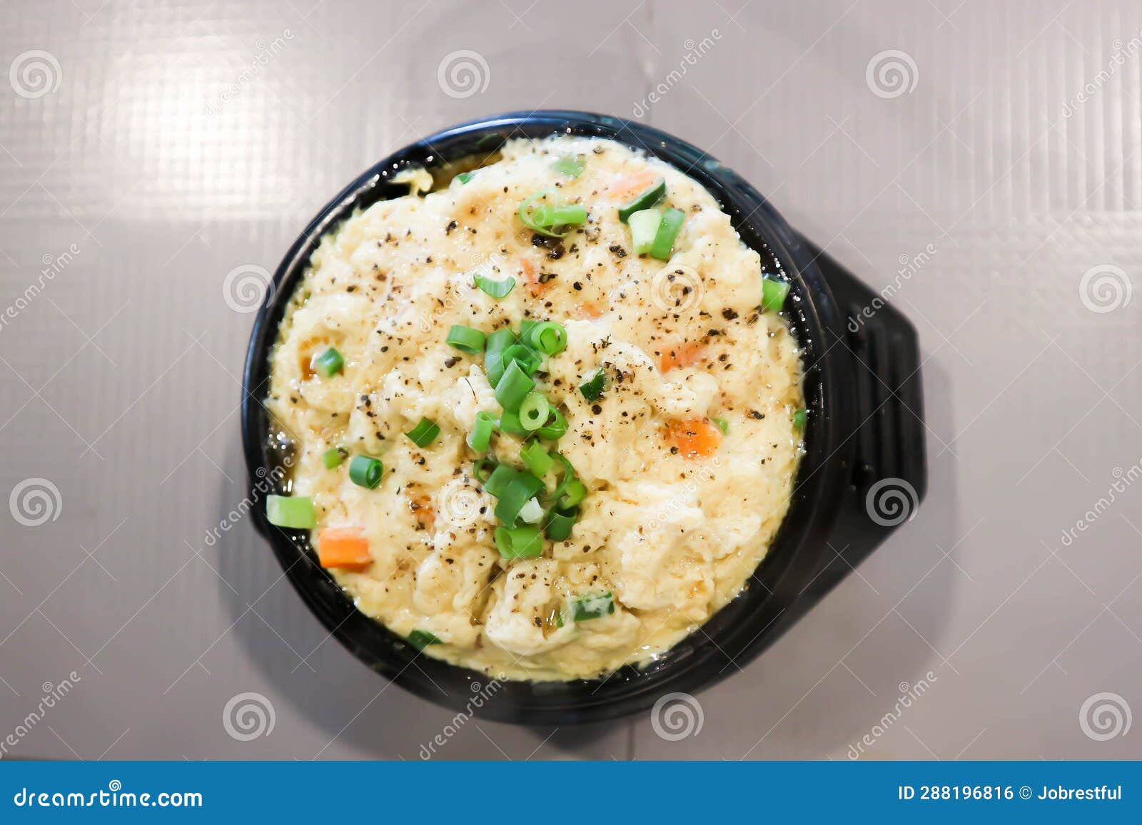 Steamed Egg with Green Onion and Pepper Stock Photo Image of cookery