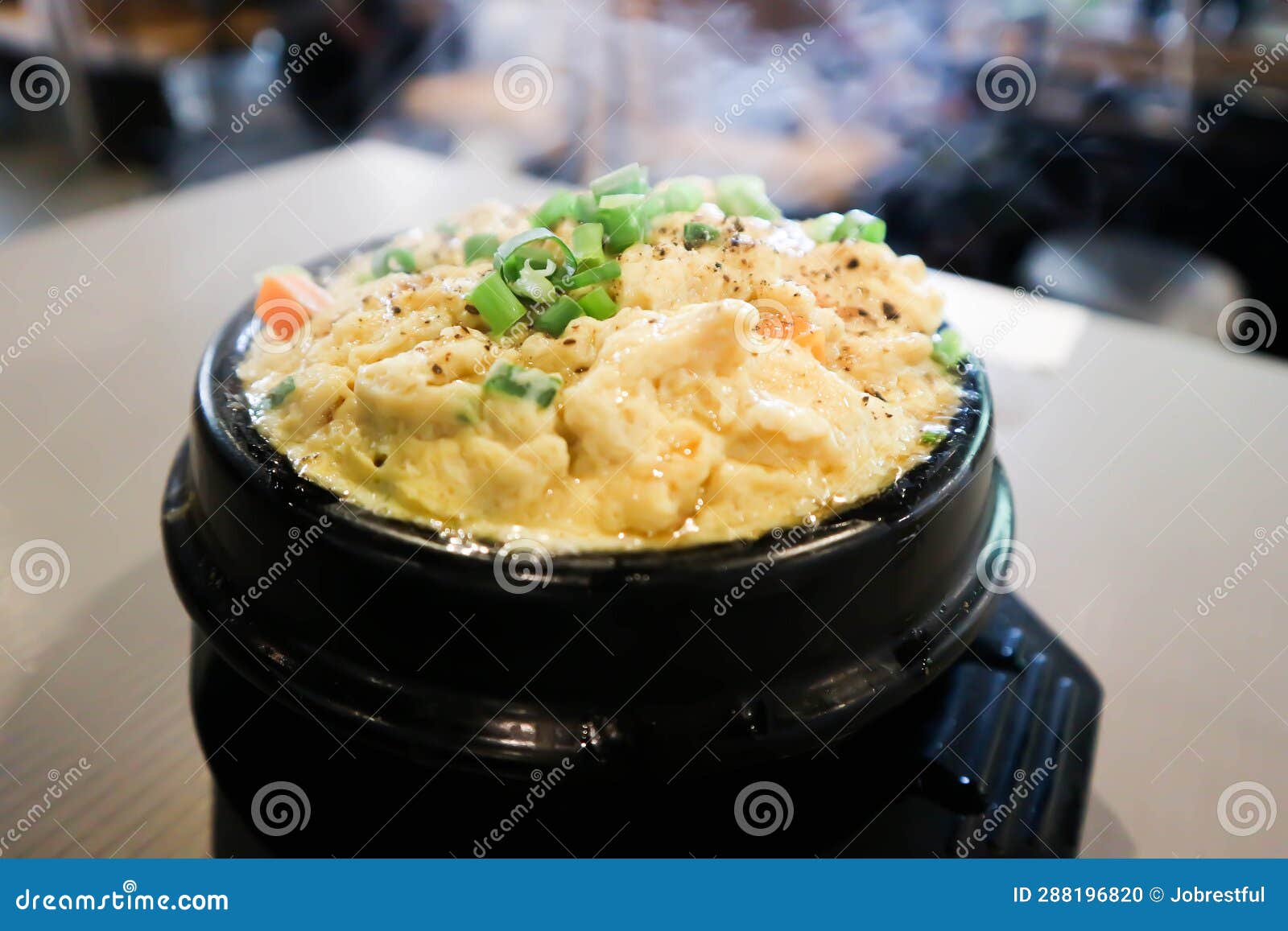 Steamed Egg with Green Onion and Pepper Stock Photo Image of gourmet