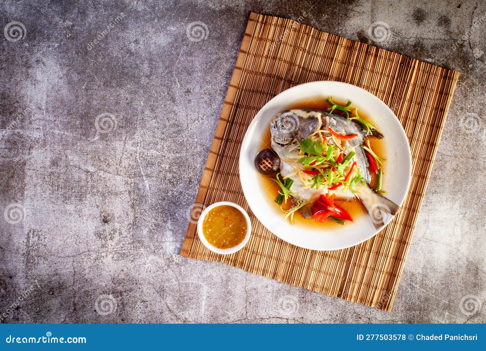 Steamed Fish with Soy Sauce Stock Photo Image of herb, meal 277503578