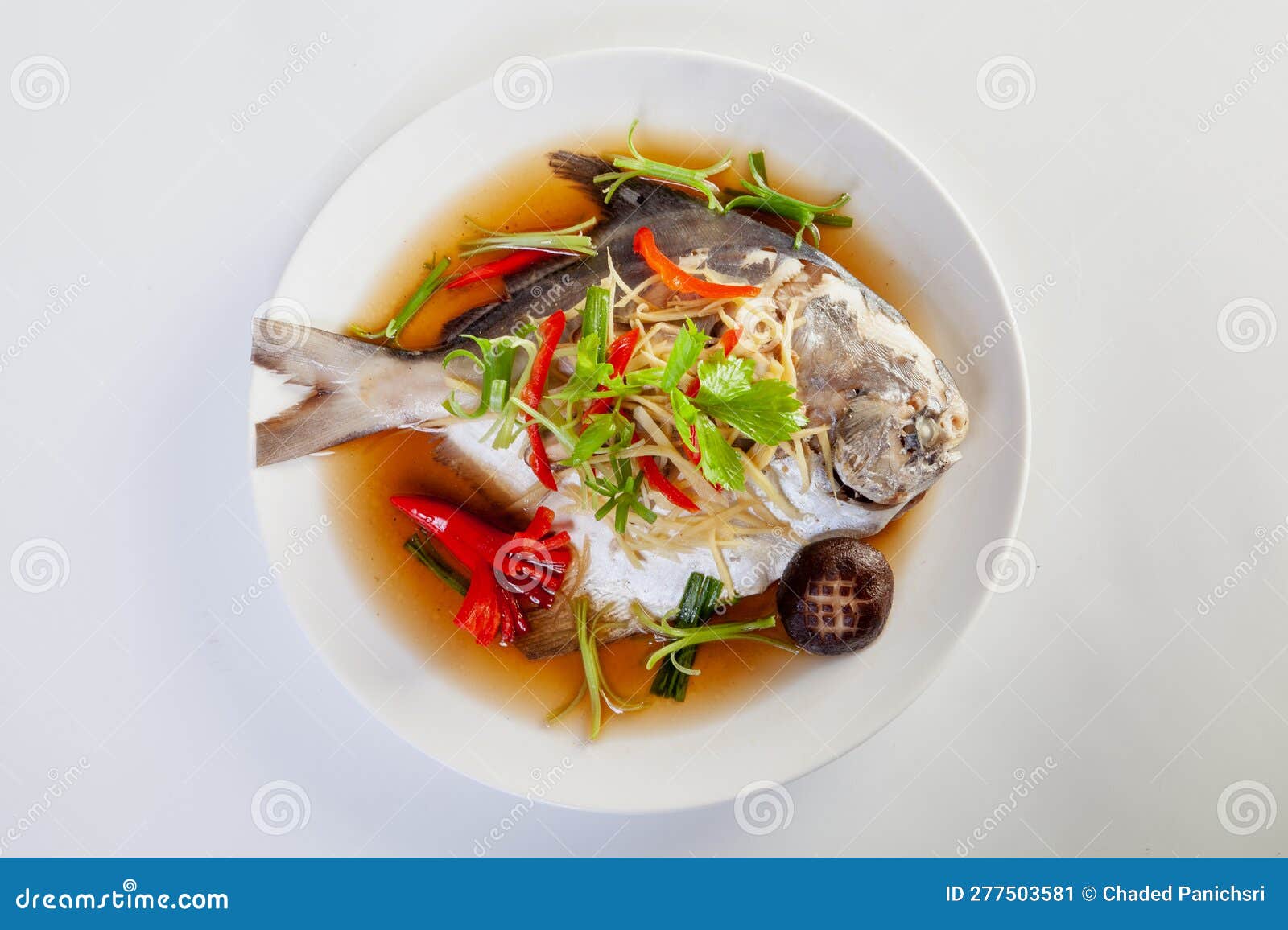 Steamed Fish with Soy Sauce Stock Image Image of steam, herb 277503581