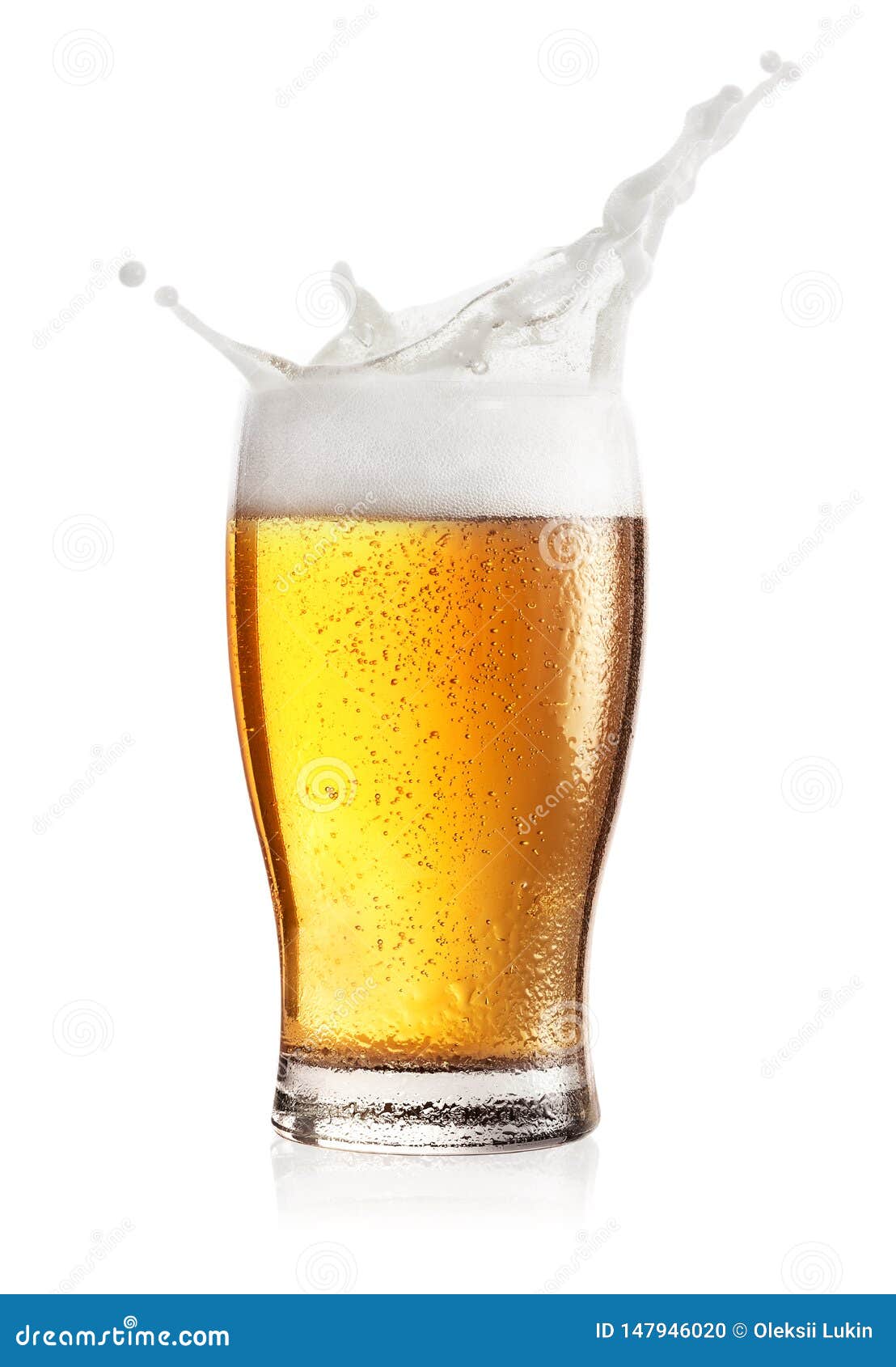 Steamed Glass of Light Beer with Splash Stock Photo Image of drop