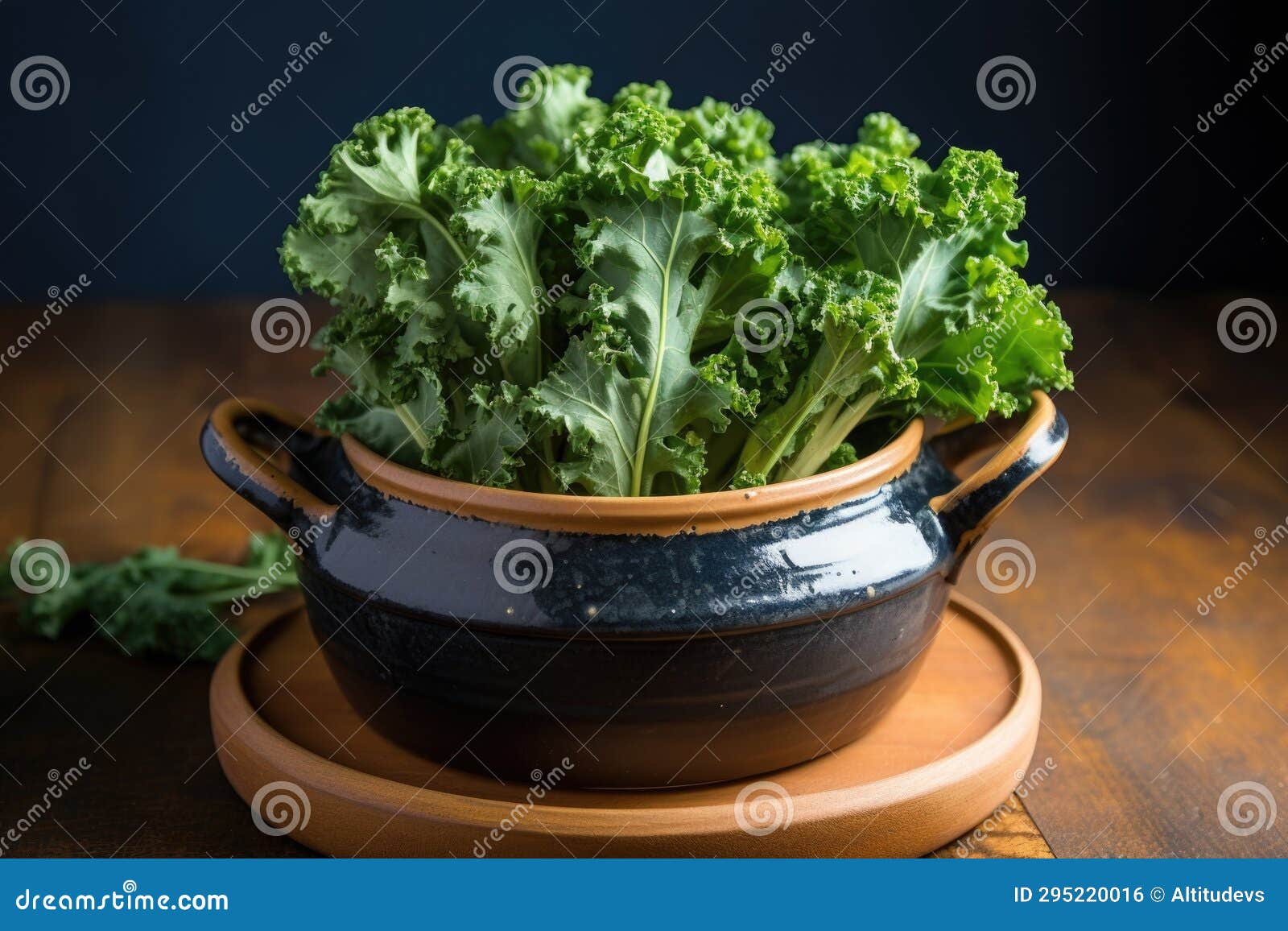 Steamed Kale on Earthtoned Stoneware Stock Photo Image of organic
