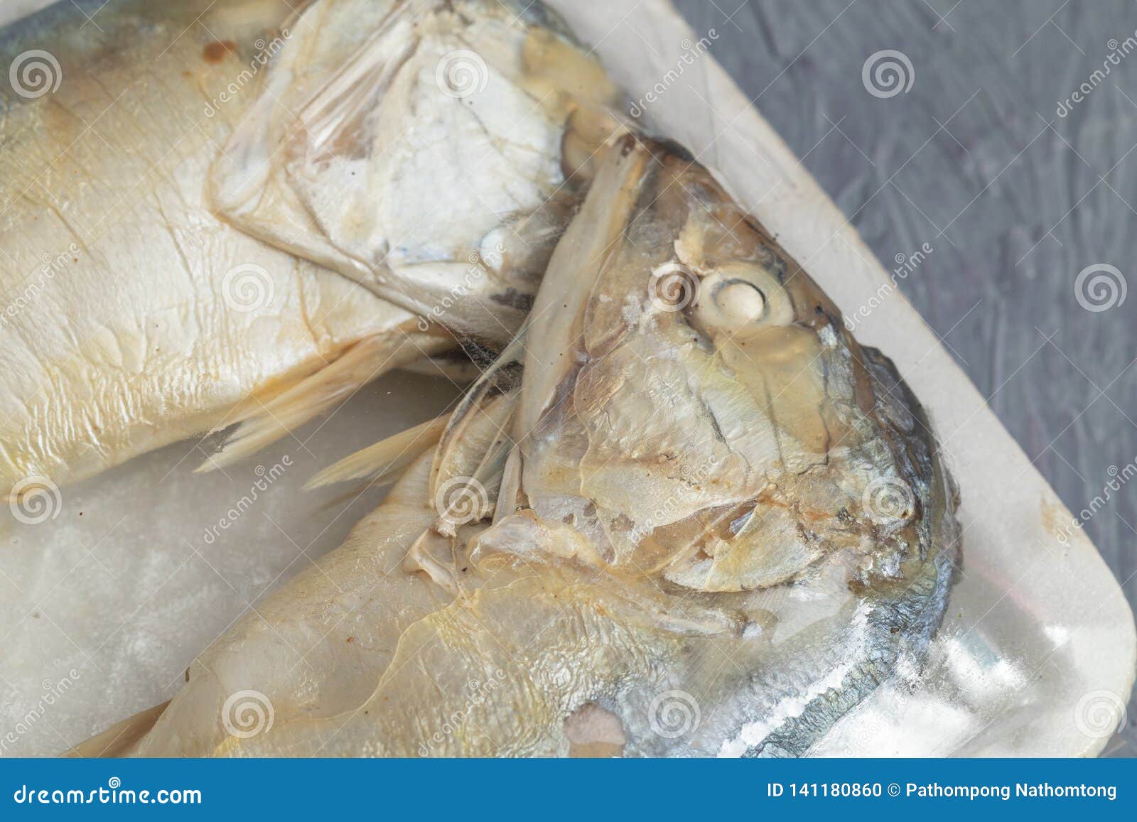 Steamed Mackerel on Wrap Plastic Stock Photo Image of food, diet 141180860