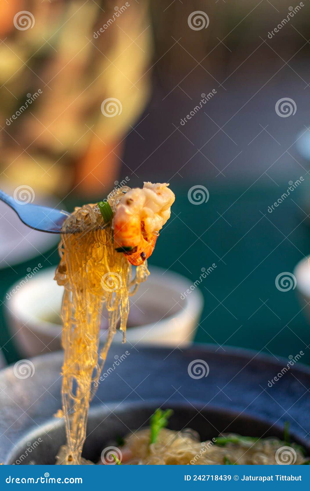 Steamed Prawns with Vermicelli Focus View Stock Image - Image of prawn ...